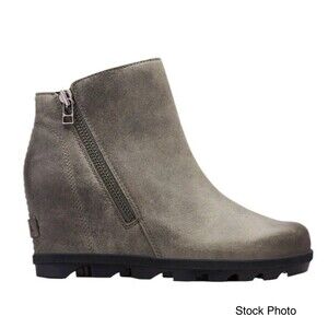 Sorel Joan Of Arctic Wedge Boots Women Sz 10.5 Leather Waterproof Zip Ankle Shoe
